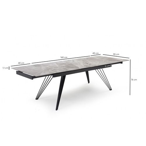 Table Extensible 160/240 Cm Céramique Gris Marbré Pied Filaire - Dakota 01