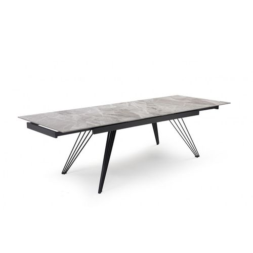 Table Extensible 160/240 Cm Céramique Gris Marbré Pied Filaire - Dakota 01