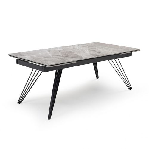 Table Extensible 160/240 Cm Céramique Gris Marbré Pied Filaire - Dakota 01