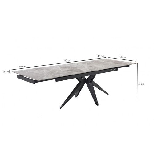 Table Extensible 160/240 Cm Céramique Gris Marbré Pied Étoile - Dakota 06