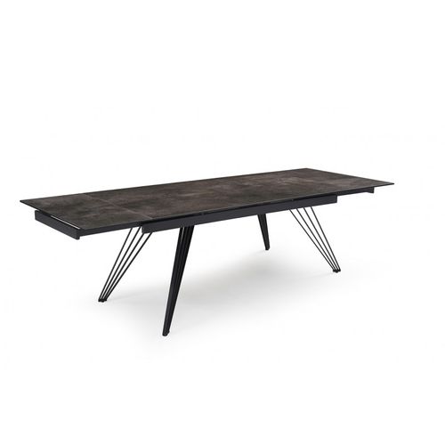 Table Extensible 160/240 Cm Céramique Gris Vieilli Pieds Filaires - Maine 01
