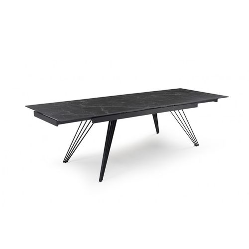 Table Extensible 160/240 Cm Céramique Noir Marbré Pied Filaire - Indiana 01