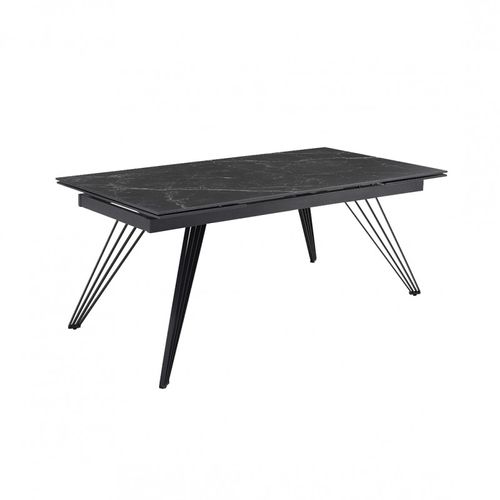 Table Extensible 160/240 Cm Céramique Noir Marbré Pied Filaire - Indiana 01