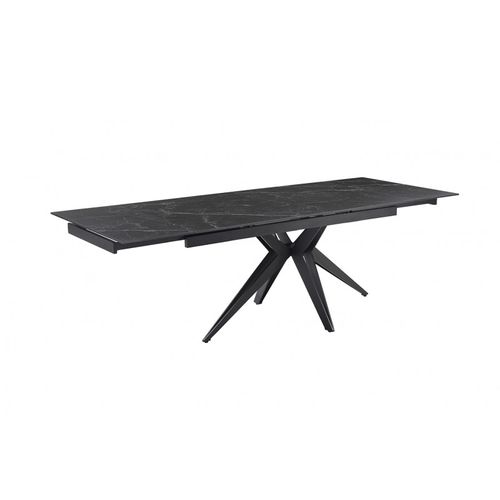 Table Extensible 160/240 Cm Céramique Noir Marbré Pied Étoile - Indiana 06