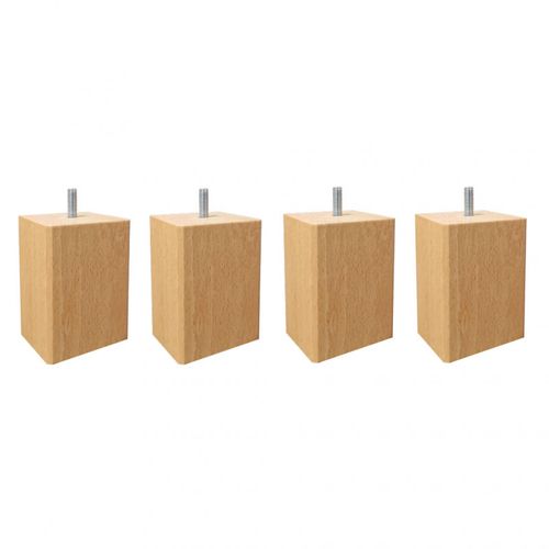 Lot De 4 Pieds De Meuble 15x7 Carré En Bois De Hêtre - Pieds De Lit