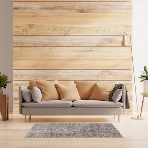 Tapis Tressé En Cuir Et Coton Gris 100 X 150 Cm - Suelo 6742