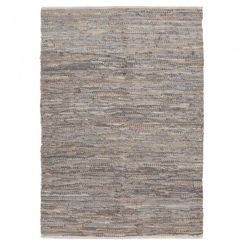 Tapis Tressé En Cuir Et Coton Gris 100 X 150 Cm - Suelo 6742