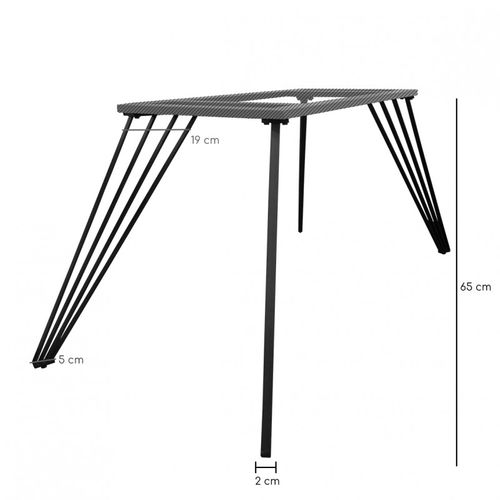4 Pieds De Table De Repas Métal Noir Design Filaire H.65 Cm - 01