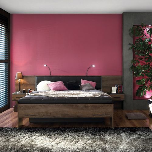 Lit Double 160 X 200 Décor Chêne Foncé Et Noir Avec LED - Riviera