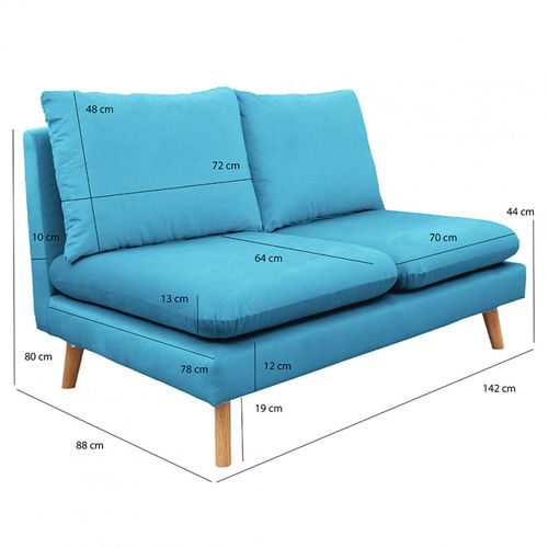 Chauffeuse 2 Places Pour Canapé Modulable En Velours Bleu - Lassie