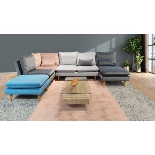 Chauffeuse 2 Places Pour Canapé Modulable En Velours Bleu - Lassie