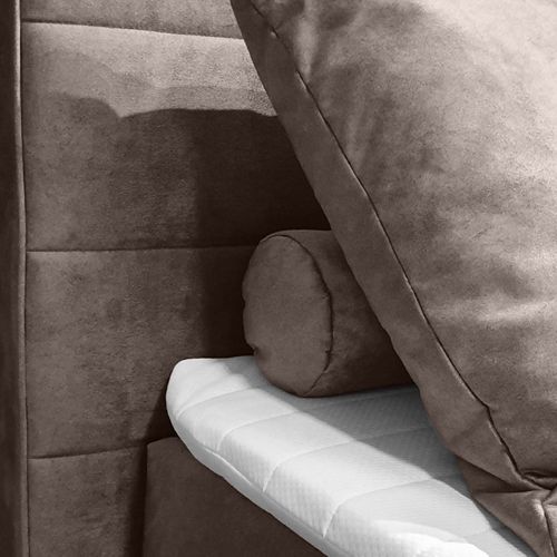 Lit Boxspring 180x200 Velours Taupe 2 Rangement Latéraux - Brandon