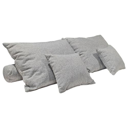 Set 6 Coussins Décoratifs Pour Lit Tissu Gris Chiné 3 Tailles - Aisha