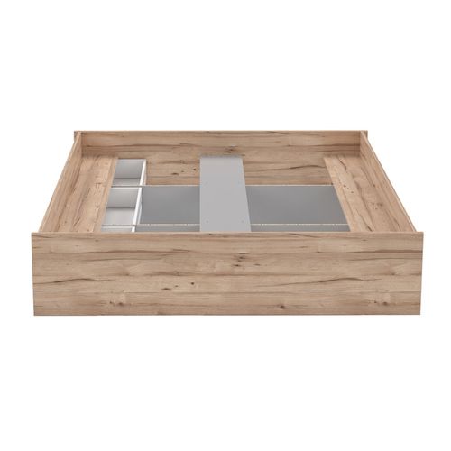 Lit 180 X 200 Cm 3 Tiroirs Décor Chêne Naturel Et Blanc Mat - Albane