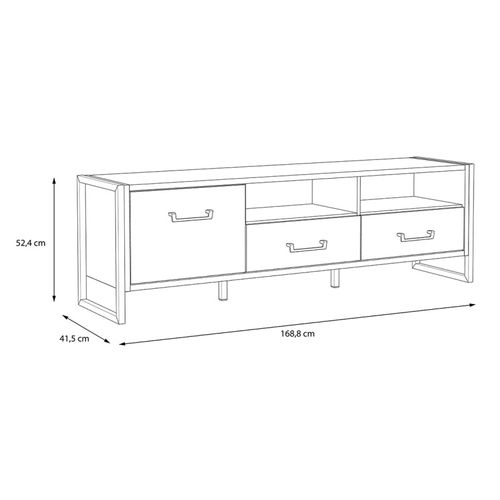 Meuble TV 1 Porte 2 Tiroirs Décor Bois Recyclé Et Métal Noir - Apache
