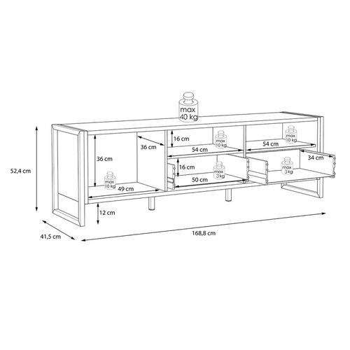 Meuble TV 1 Porte 2 Tiroirs Décor Bois Recyclé Et Métal Noir - Apache
