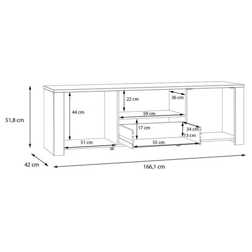 Meuble TV Décor Chêne Et Gris Clair Avec Poignées Noir - Antibes