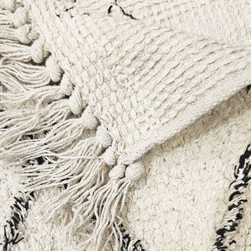 Tapis De Bain 50 X 90 Cm Coton Écru Style Berbère à Franges - Fluffy