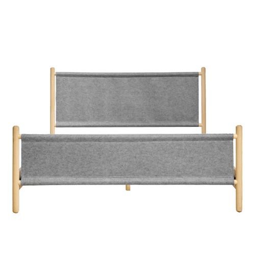 Lit 160 X 200 Cm En Bois De Frêne Et Feutrine Gris - Agde 7008