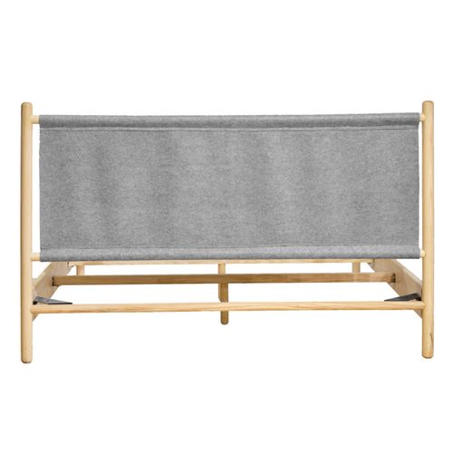 Lit 160 X 200 Cm En Bois De Frêne Et Feutrine Gris - Agde 7008