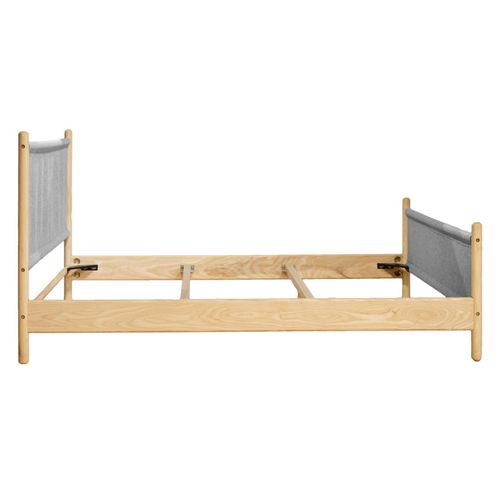 Lit 140 X 200 Cm En Bois De Frêne Et Feutrine Gris - Agde 6599