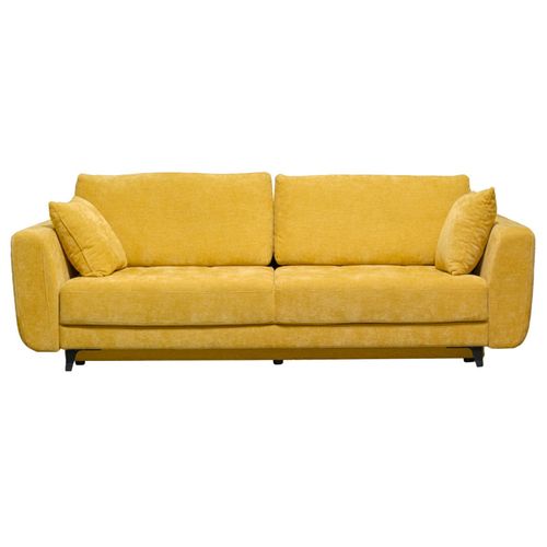 Canapé 3 Places Convertible L. 240 Cm Tissu Jaune Pieds Métal - Mindy