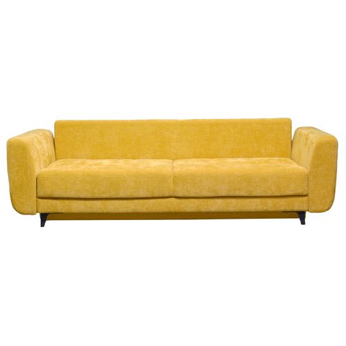 Canapé 3 Places Convertible L. 240 Cm Tissu Jaune Pieds Métal - Mindy