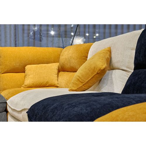 Pouf Pour Canapé Modulable En Tissu Doux Écru Et Passepoil - Charles