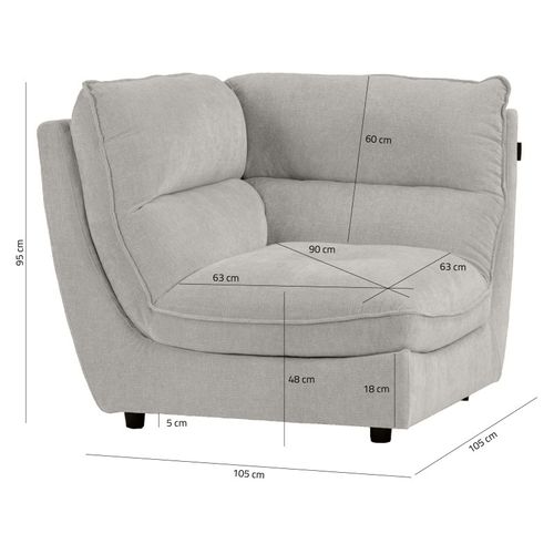 Angle Pour Canapé Modulable En Tissu Doux Gris Clair - Charles