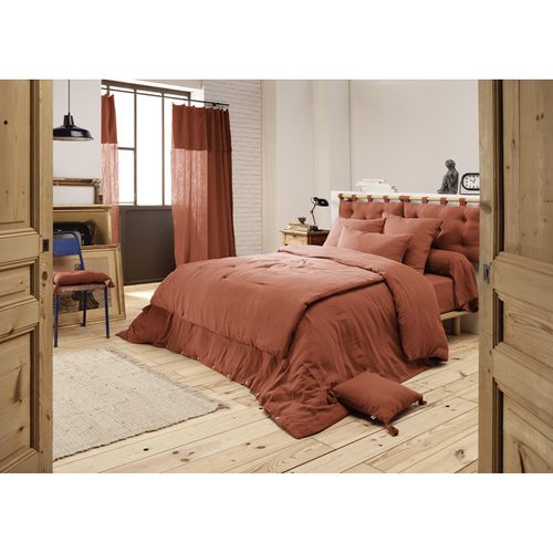 Parure De Lit 220 X 240 Cm En Double Gaze De Coton Terracotta - Pepa 1