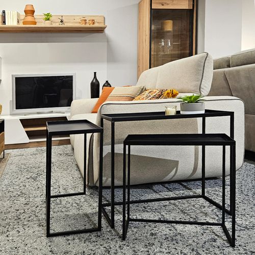 Set 3 Tables D'appoint / Consoles Gigognes En Métal Noir - Joey 3478