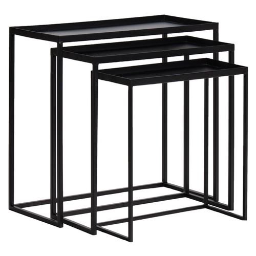 Set 3 Tables D'appoint / Consoles Gigognes En Métal Noir - Joey 3478