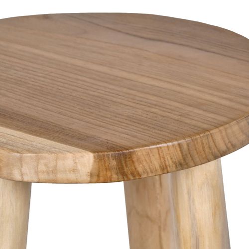 Tabouret Haut H.65 Cm En Bois De Teck Avec Repose Pieds - Felicia