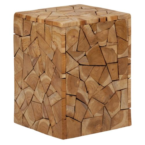 Tabouret / Table D'appoint Carrée En Bois De Teck Naturel - Hiram