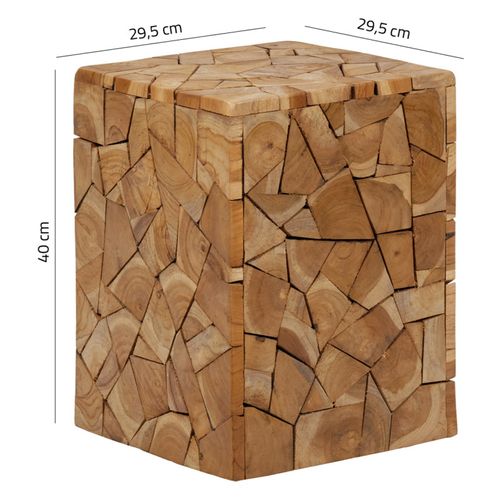 Tabouret / Table D'appoint Carrée En Bois De Teck Naturel - Hiram