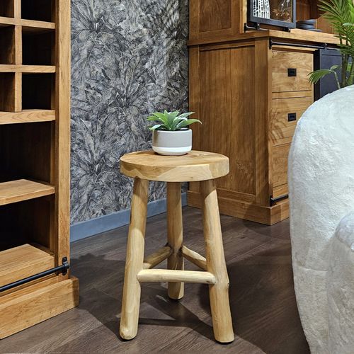 Tabouret / Table D'appoint D. 30 Cm En Bois De Teck Naturel - Toby
