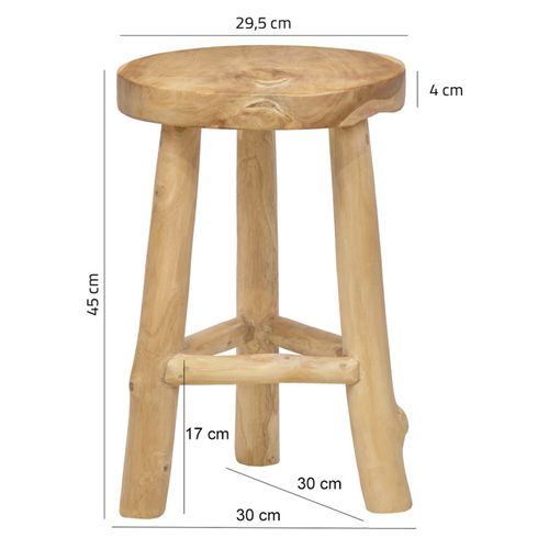 Tabouret / Table D'appoint D. 30 Cm En Bois De Teck Naturel - Toby