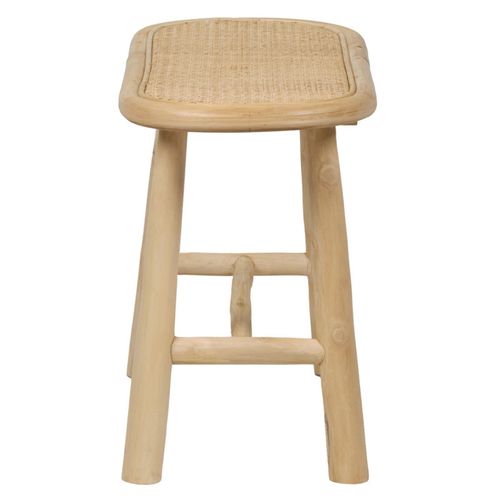 Banc / Bout De Lit En Teck Massif Avec Cannage Rotin L. 80 Cm - Bruno