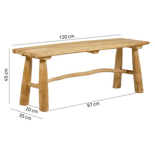 Banc / Bout De Lit En Bois De Teck Massif L. 120 Cm - Mariano