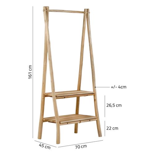 Meuble D'entrée / Portant En Bois De Teck Massif H. 160 Cm - Mariano