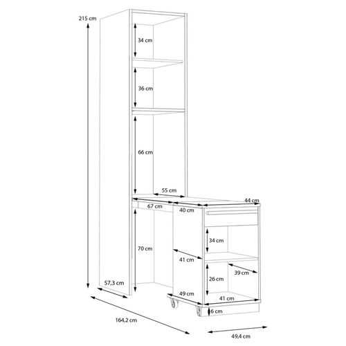 Colonne H. 215 Cm Avec Bureau Rétractable Décor Blanc Et Chêne - Conan