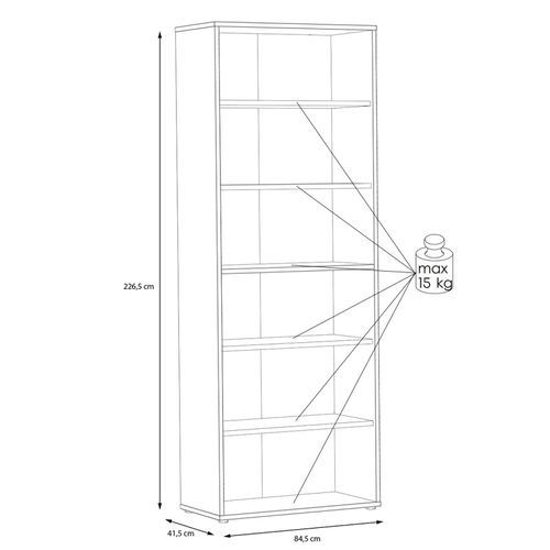 Bibliothèque H. 227 Cm 6 Niveaux Décor Chêne Rustique - Manolo