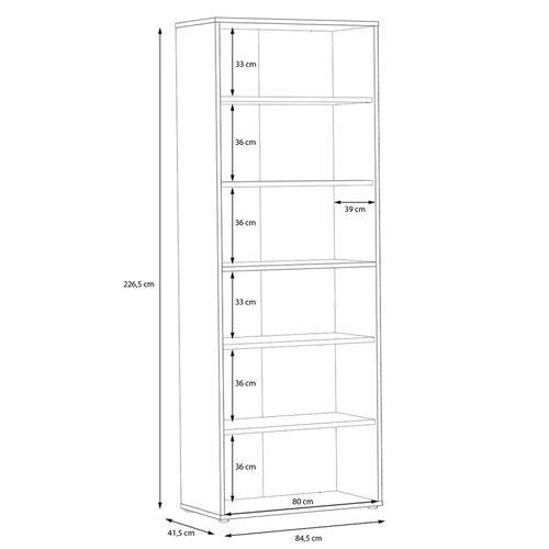 Bibliothèque H. 227 Cm 6 Niveaux Décor Chêne Rustique - Manolo