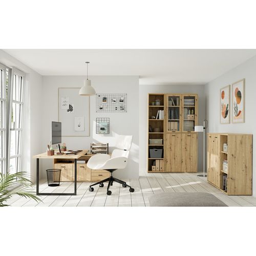 Bibliothèque H. 227 Cm 6 Niveaux Décor Chêne Rustique - Manolo