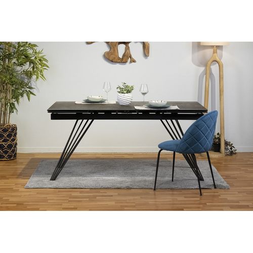 Table Extensible 180/260 Cm Céramique Gris Vieilli Pieds Filaires - Maine 01
