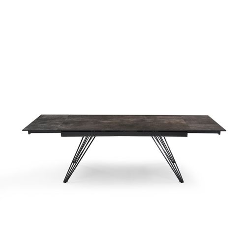 Table Extensible 180/260 Cm Céramique Gris Vieilli Pieds Filaires - Maine 01