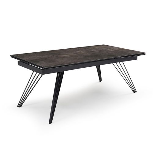 Table Extensible 180/260 Cm Céramique Gris Vieilli Pieds Filaires - Maine 01