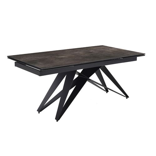 Table Extensible 180/260 Cm Céramique Gris Vieilli Pied Géométrique - Maine 03