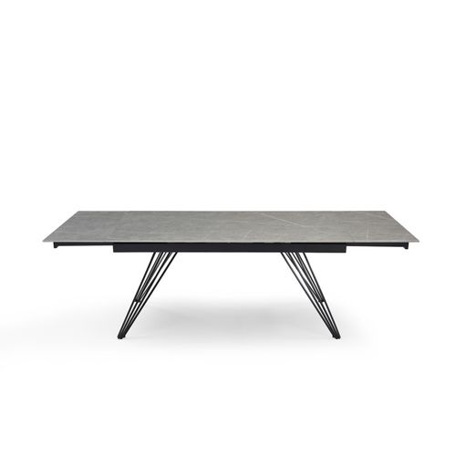 Table Extensible 180/260 Cm Céramique Gris Marbré Pieds Filaires - Arizona 01