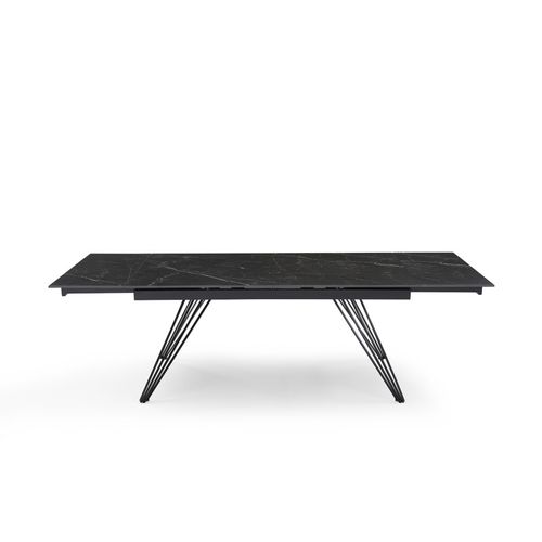 Table Extensible 180/260 Cm Céramique Noir Marbré Pieds Filaires - Indiana 01
